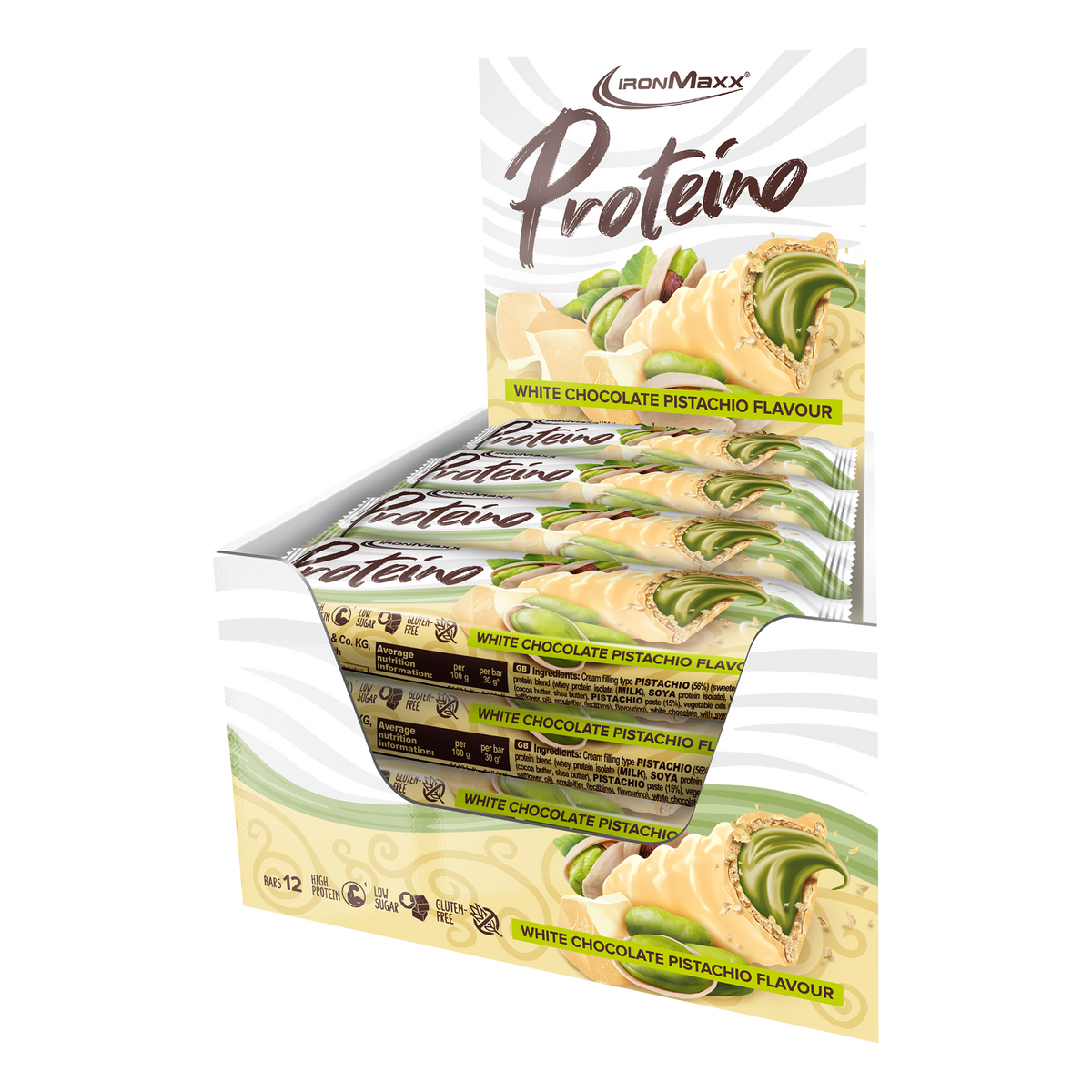 <tc>Protein</tc>o (12x30g) - Chocolate Blanco Pistacho