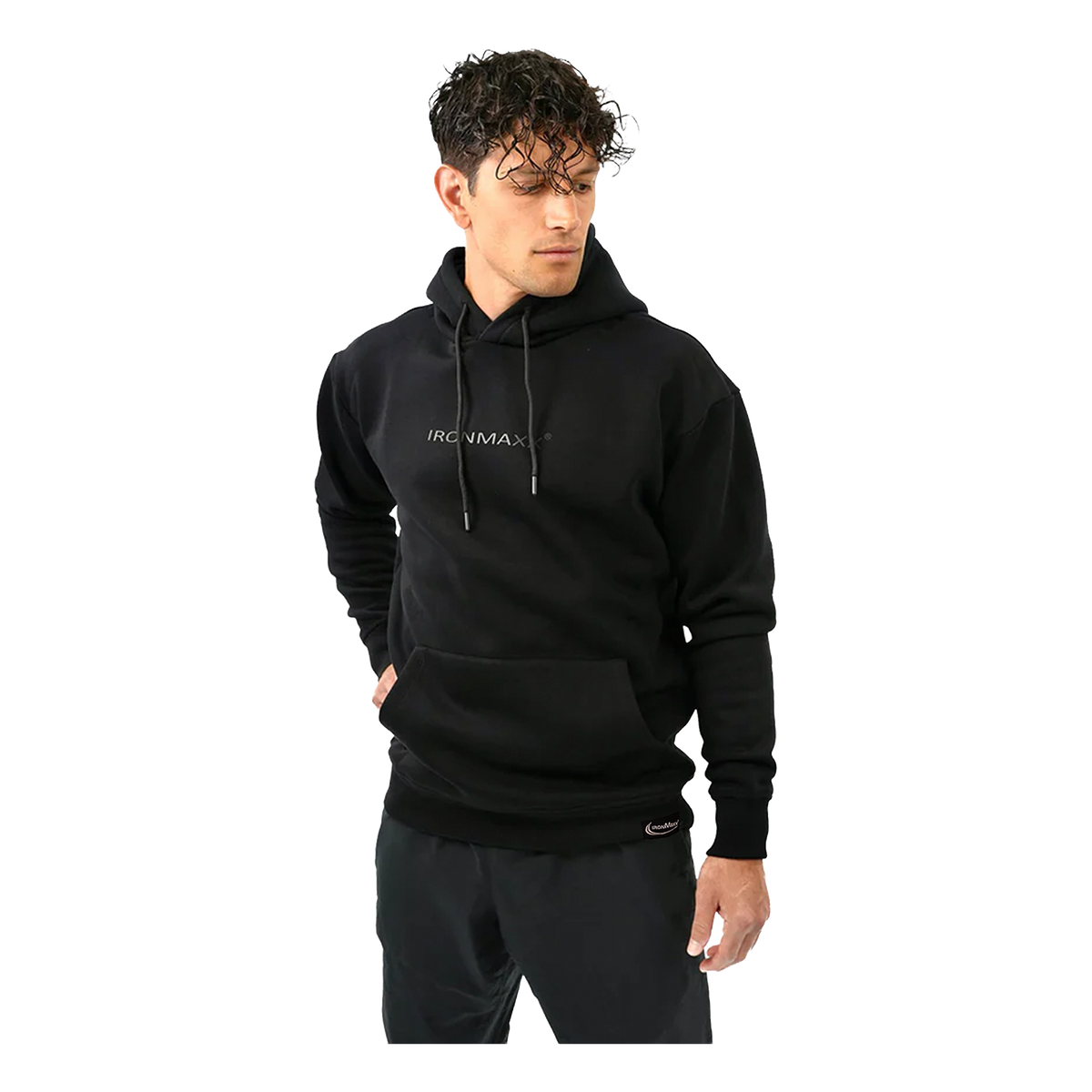 Felpa con cappuccio nera unisex - L