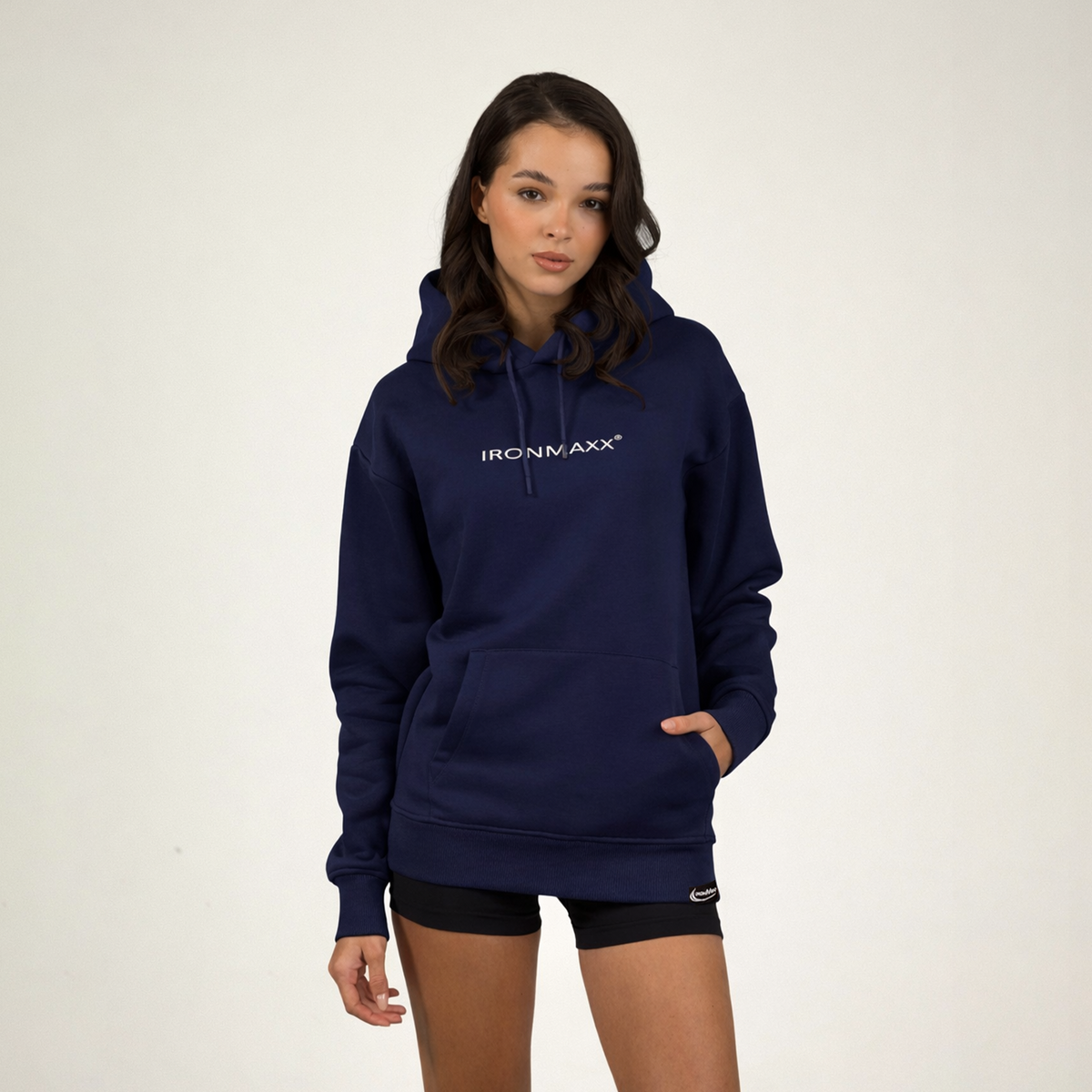 Sudadera con capucha azul oscuro unisex - L
