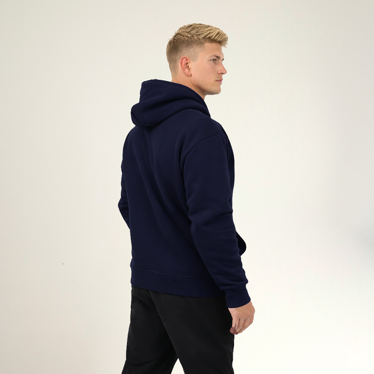 Sudadera con capucha azul oscuro unisex - L