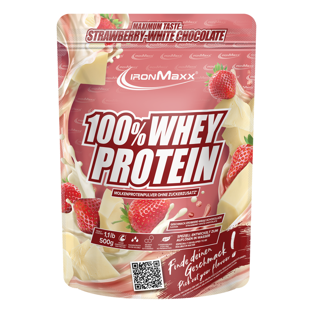100% Whey Protein (500g) - Weiße Schokolade-Erdbeere