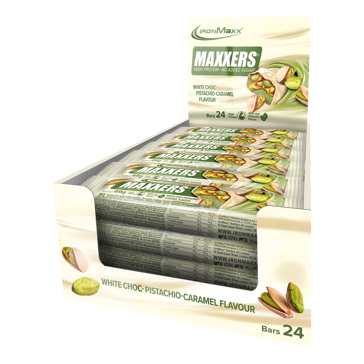 <tc>Maxxers</tc> (24x49g) - Chocolate blanco, pistacho y caramelo