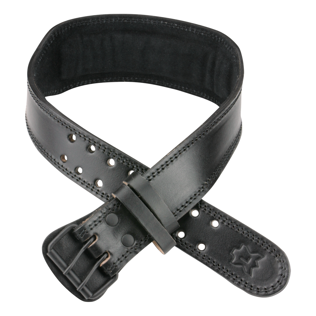 Cinturón de levantamiento premium de cuero negro - XL